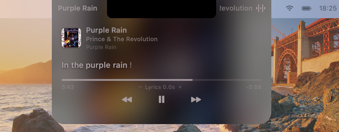 Dynamic-Island-style lyrics capsule on macOS